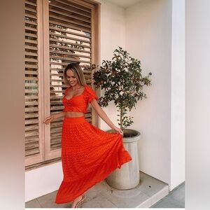 Show Me Your Mumu Coco Crop top and Melenda Skirt in red